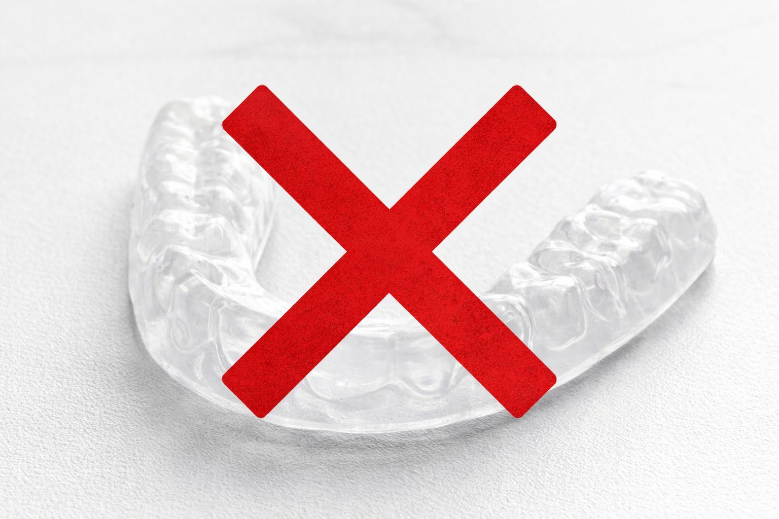 Placa de bruxismo com X vermelho - tratamentos tradicionais não resolvem a causa